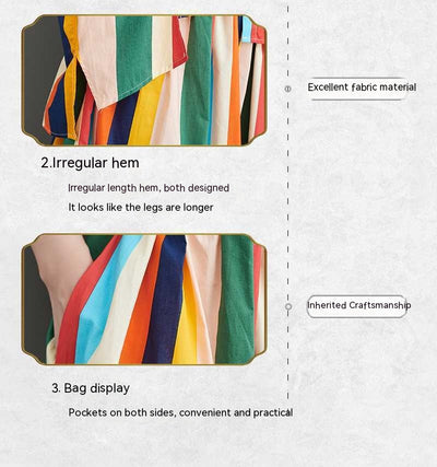 Conjunto de Falda y Blusa Artística con Rayas Irregulares y Dobladillo Amplio - Image 10