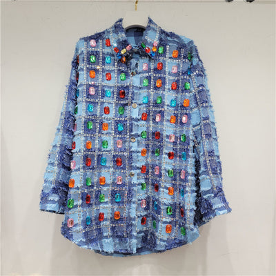 Camisa Cuadros Azul Diseño Exclusivo para Mujer - Image 11