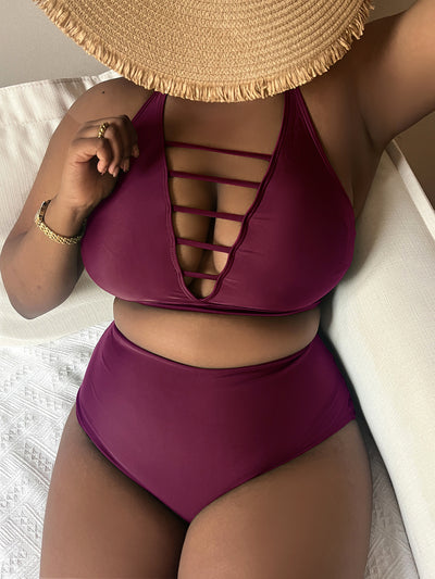 Bikini Talla Grande Escote Cruzado Ajustable con Detalles Calados - Image 19