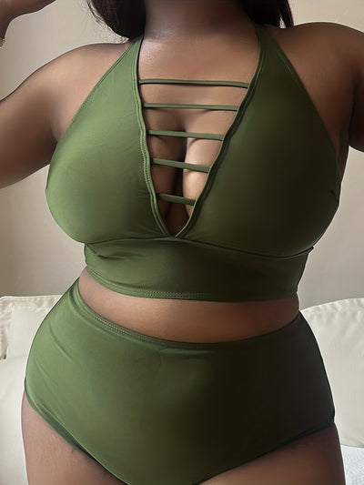 Bikini Talla Grande Escote Cruzado Ajustable con Detalles Calados - Image 25