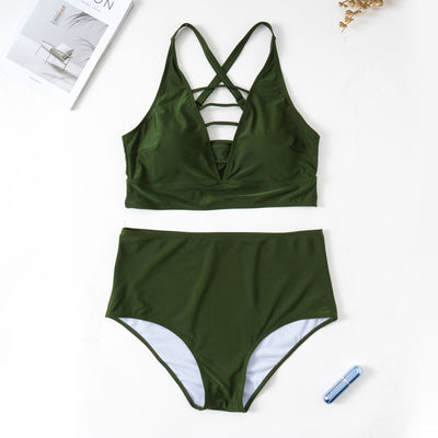 Bikini Talla Grande Escote Cruzado Ajustable con Detalles Calados - Image 28