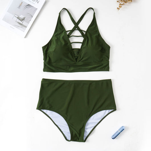 Bikini Talla Grande Escote Cruzado Ajustable con Detalles Calados - Image 28