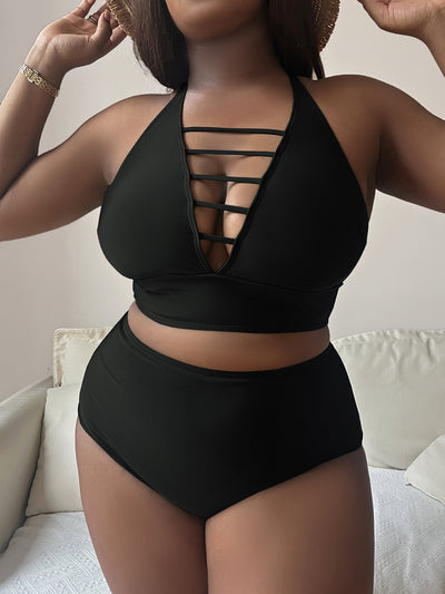 Bikini Talla Grande Escote Cruzado Ajustable con Detalles Calados - Image 31