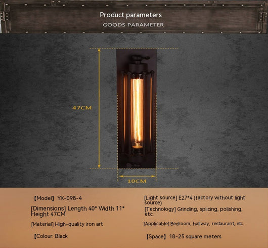 Lámpara de Pared Estilo Industrial Retro con Tubo de Cristal - Image 15