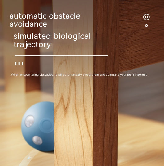 Sakura pink smart pet ball with automatic obstacle avoidance and luminous rotation, shown with its USB charging cable. - Image 18