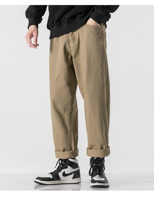 Pantalones Rectos Holgados de Color Sólido Estilo Retro - Image 8
