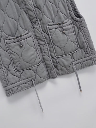 Chaleco Casual de Algodón Gris para Mujer con Cuello de Pie - Image 24