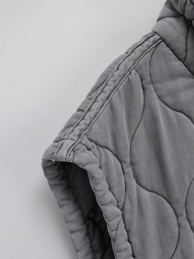 Chaleco Casual de Algodón Gris para Mujer con Cuello de Pie - Image 25