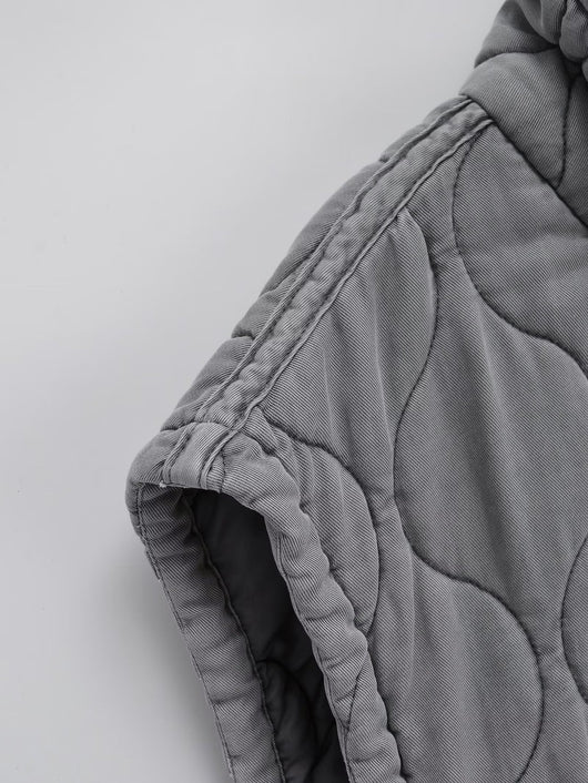 Chaleco Casual de Algodón Gris para Mujer con Cuello de Pie - Image 25