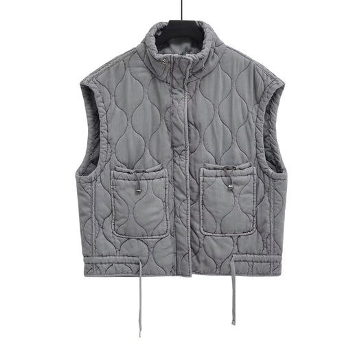 Chaleco Casual de Algodón Gris para Mujer con Cuello de Pie - Image 27