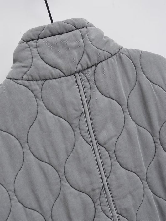 Chaleco Casual de Algodón Gris para Mujer con Cuello de Pie - Image 28