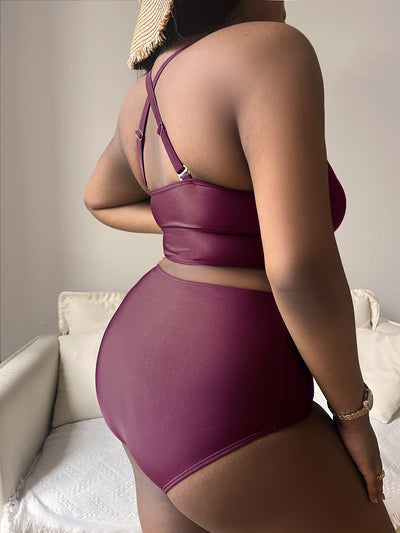 Bikini Talla Grande Escote Cruzado Ajustable con Detalles Calados - Image 38
