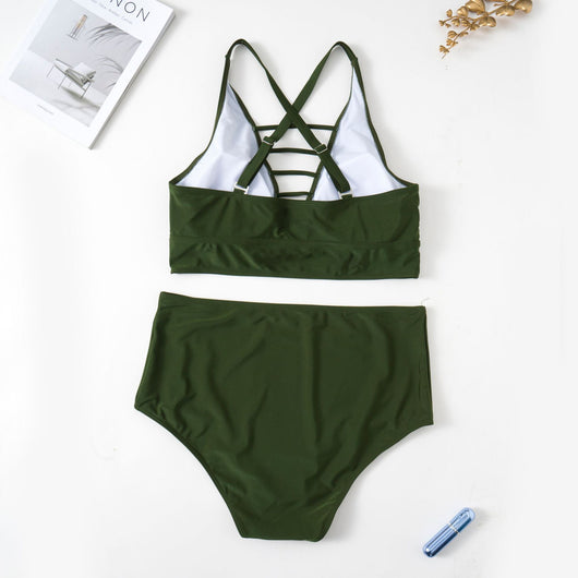 Bikini Talla Grande Escote Cruzado Ajustable con Detalles Calados - Image 49