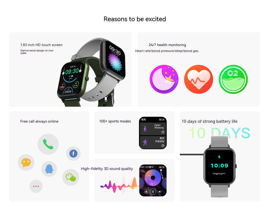 Reloj Inteligente Bluetooth con Monitor de Frecuencia Cardíaca y Control por Voz - Image 11
