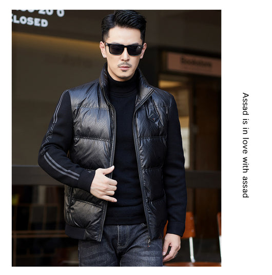 Chaqueta de Plumón para Hombre con Cuello Alzado y Mangas Tejidas - Image 31