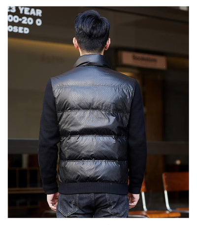 Chaqueta de Plumón para Hombre con Cuello Alzado y Mangas Tejidas - Image 35
