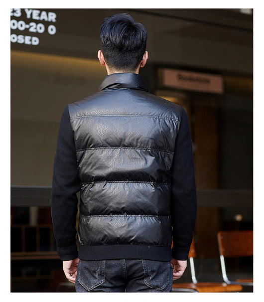Chaqueta de Plumón para Hombre con Cuello Alzado y Mangas Tejidas - Image 35