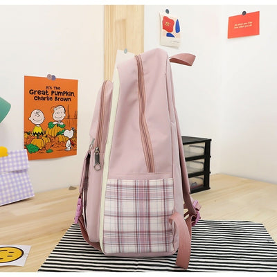 Mochila Escolar de Tres Piezas a Cuadros con Gran Capacidad - Image 62