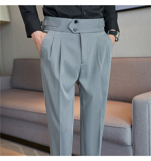 Pantalones Casuales Largos de Cintura Alta con Drapeado Elegante para Hombre - Image 16
