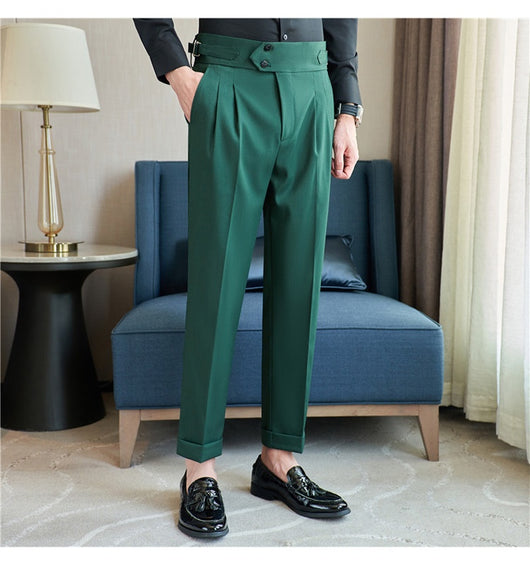 Pantalones Casuales Largos de Cintura Alta con Drapeado Elegante para Hombre - Image 20