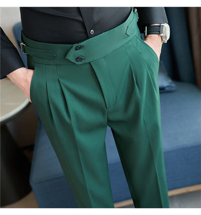 Pantalones Casuales Largos de Cintura Alta con Drapeado Elegante para Hombre - Image 30