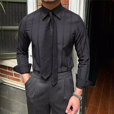 Camisa de Manga Larga a Rayas Seersucker Transpirable - Image 17