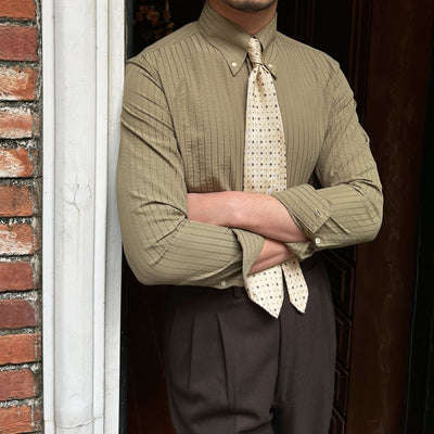 Camisa Casual de Manga Larga en Seersucker Transpirable para Hombre - Image 11
