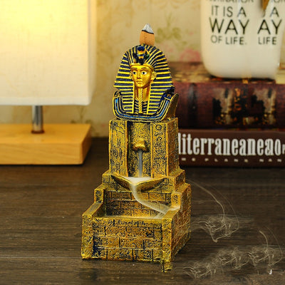 Quemador de Incienso Backflow Antiguo Egipto con Ornamento Buda - Artesanía en Resina - Image 10