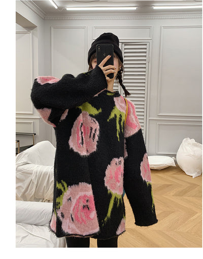 Suéter Tejido Retro Jacquard Largo Invierno - Estilo Relajado - Image 40