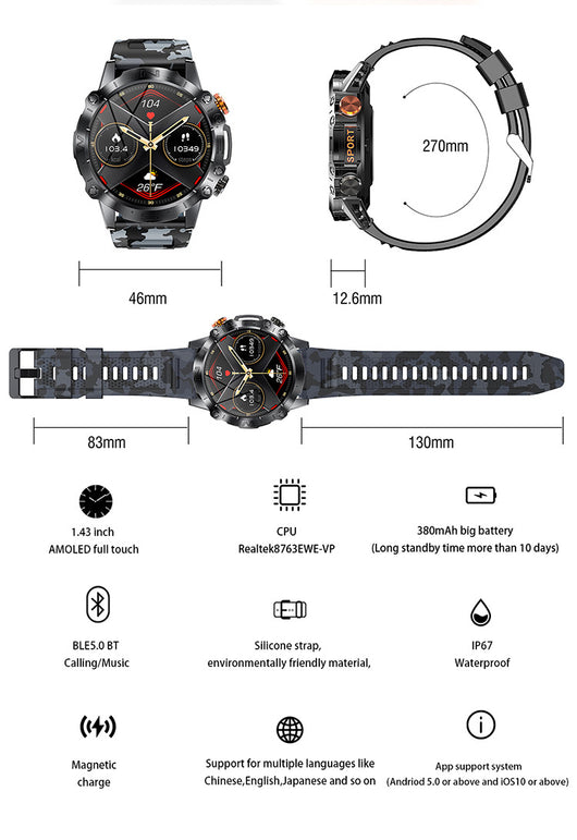 Reloj Deportivo Inteligente K59 con Bluetooth y Batería Extendida - Image 23