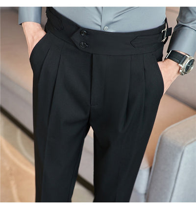 Pantalones Casuales Largos de Cintura Alta con Drapeado Elegante para Hombre - Image 49