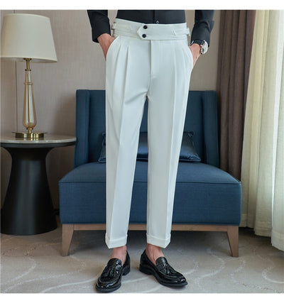 Pantalones Casuales Largos de Cintura Alta con Drapeado Elegante para Hombre - Image 55