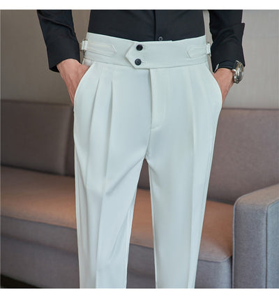 Pantalones Casuales Largos de Cintura Alta con Drapeado Elegante para Hombre - Image 57