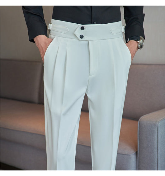 Pantalones Casuales Largos de Cintura Alta con Drapeado Elegante para Hombre - Image 57