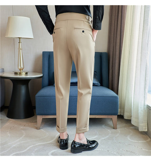 Pantalones Casuales Largos de Cintura Alta con Drapeado Elegante para Hombre - Image 61