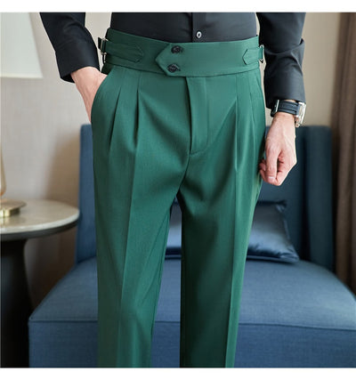 Pantalones Casuales Largos de Cintura Alta con Drapeado Elegante para Hombre - Image 64