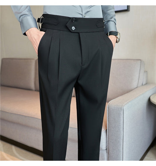 Pantalones Casuales Largos de Cintura Alta con Drapeado Elegante para Hombre - Image 65