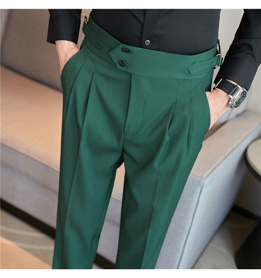 Pantalones Casuales Largos de Cintura Alta con Drapeado Elegante para Hombre - Image 66