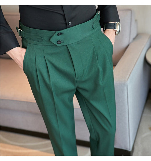 Pantalones Casuales Largos de Cintura Alta con Drapeado Elegante para Hombre - Image 70