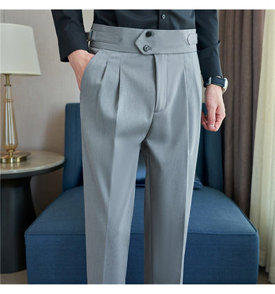 Pantalones Casuales Largos de Cintura Alta con Drapeado Elegante para Hombre - Image 72
