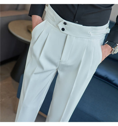 Pantalones Casuales Largos de Cintura Alta con Drapeado Elegante para Hombre - Image 73