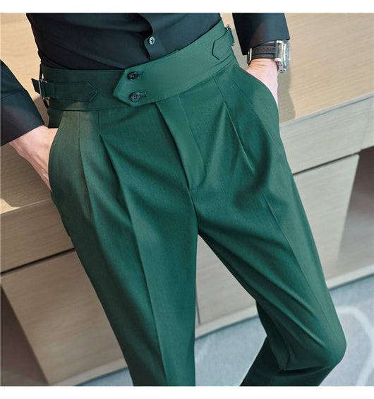 Pantalones Casuales Largos de Cintura Alta con Drapeado Elegante para Hombre - Image 74