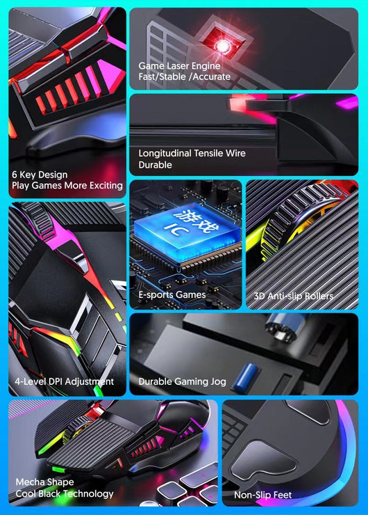 Ratón Gaming 6D con Iluminación RGB - Silencioso para Oficina y E-sports - Image 12