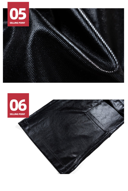 Pantalones Negros Anchos con Acabado Brillante - Estilo Casual - Image 8