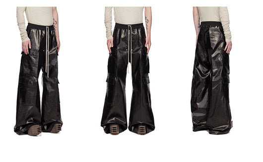 Pantalones Negros Anchos con Acabado Brillante - Estilo Casual - Image 4