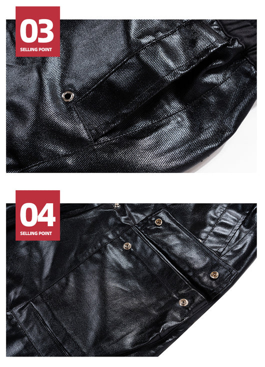 Pantalones Negros Anchos con Acabado Brillante - Estilo Casual - Image 7