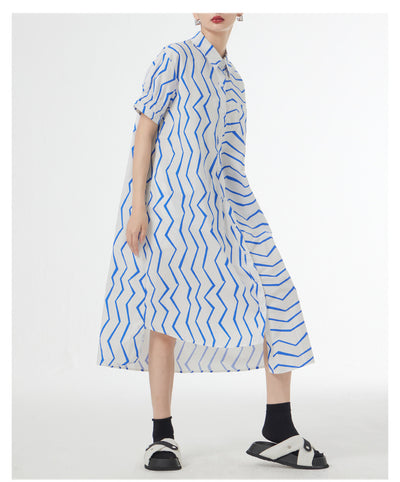 Vestido Camisero Mujer Rayas Francesas Estilo Relajado para Verano - Image 26