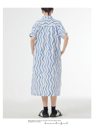 Vestido Camisero Mujer Rayas Francesas Estilo Relajado para Verano - Image 32