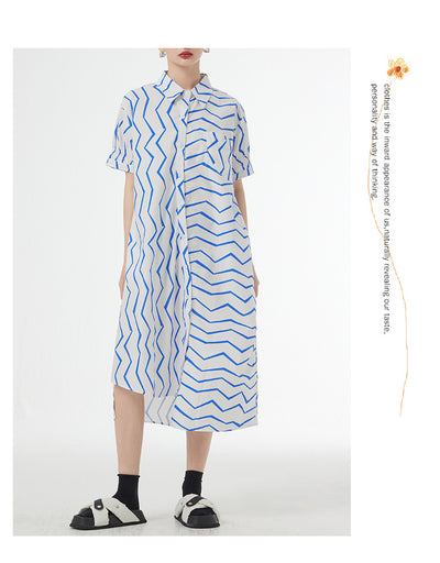 Vestido Camisero Mujer Rayas Francesas Estilo Relajado para Verano - Image 34