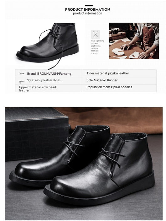 Botas Martin de Cuero para Hombre con Suela Gruesa y Caña Media - Image 16